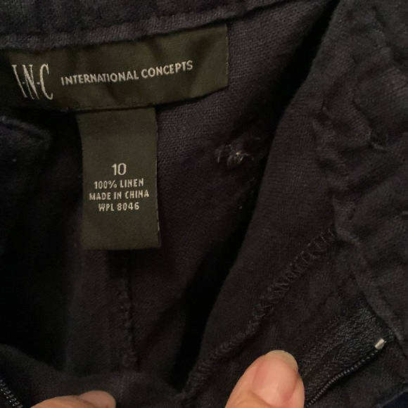 INC International Concept Navy Linen Cargo Pants size 10 Lots of details - Picture 10 of 11